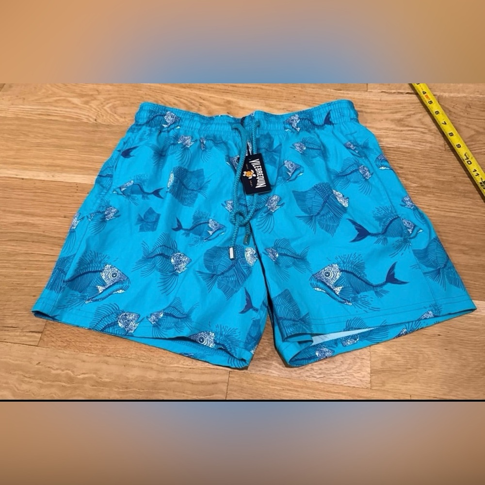 NEW Mens Vilebrequin Turquoise Marine Print Swim Shorts New large